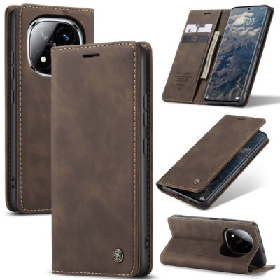 Xiaomi Redmi Note 14 Pro (Pro+) 5G (Poco X7 5G) CaseMe Retro solīds atvēramais ādas brūns maciņš - maks | Vacins.lv