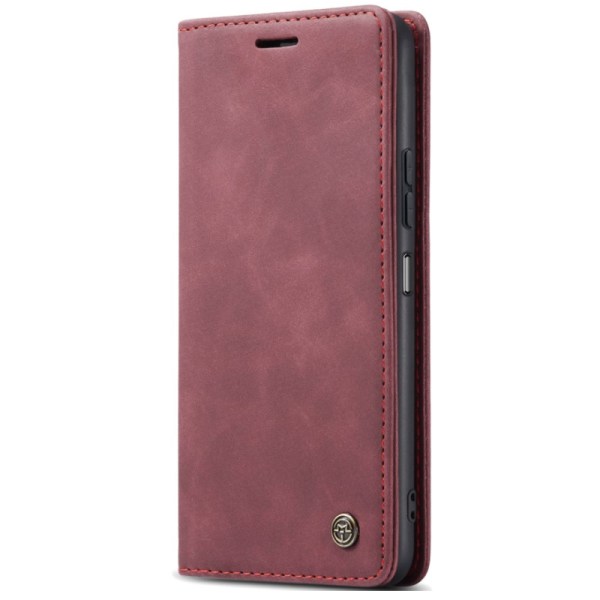 Кожиный чехол-книжка "CaseMe" Retro - бордовый (Redmi 13 / Poco M6 4G / Redmi Note 13R 5G)