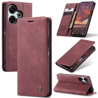 Xiaomi Redmi 13, Poco M6 4G, Redmi Note 13R 5G CaseMe Retro открываемый, бордовый, кожаный чехол – книжка | Vacins.lv