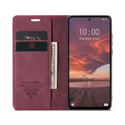 Xiaomi Redmi 13, Poco M6 4G, Redmi Note 13R 5G CaseMe Retro открываемый, бордовый, кожаный чехол – книжка | Vacins.lv