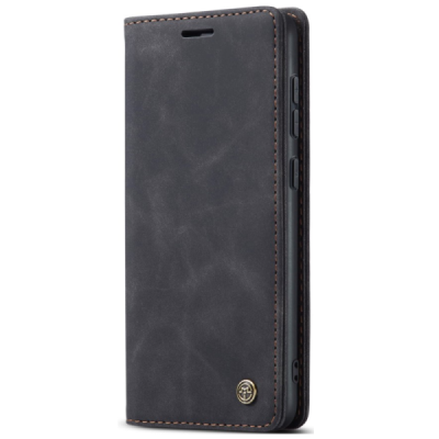 Samsung Galaxy S24+ / S25+ CaseMe Retro solīds atvēramais ādas melns maciņš - maks | Vacins.lv