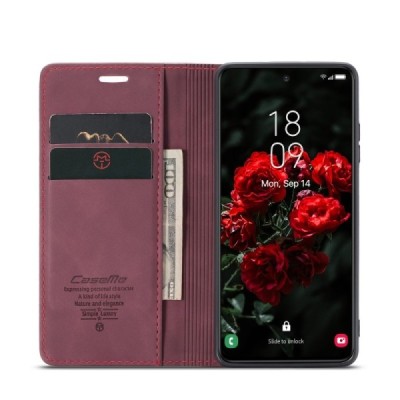 Samsung Galaxy S24+ / S25+ CaseMe Retro открываемый, бордовый цвета, кожаный чехол – книжка | Vacins.lv