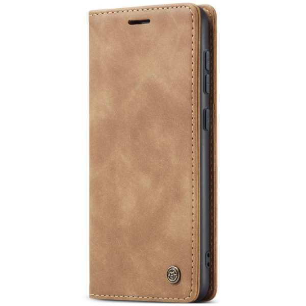 Кожиный чехол-книжка "CaseMe" Retro - светло-коричневый (Galaxy S24+ / S25+)