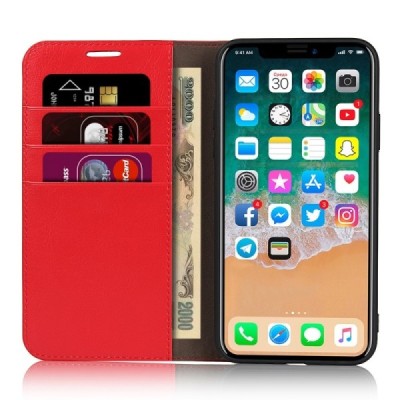Apple iPhone 11 Pro Max Solīds sarkans ādas atvērams maciņš | Vacins.lv
