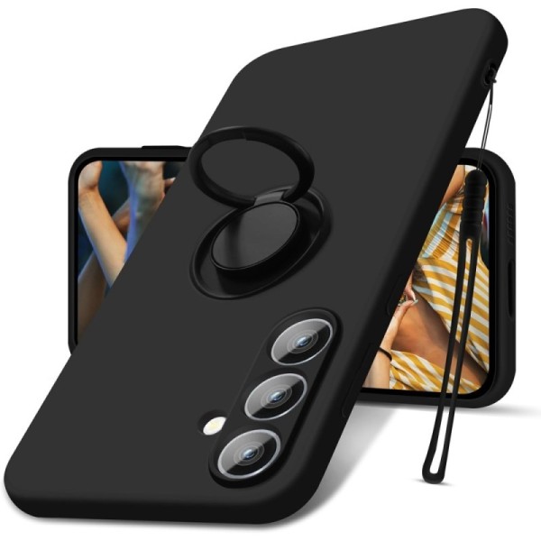 "Dechen" Ring Kickstand твердый силиконовый (TPU) чехол - черный (Galaxy S24)