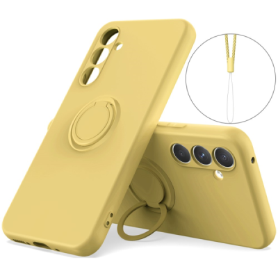 Твердый силиконовый чехол „Ring“ Kickstand (TPU) для Samsung Galaxy A55, жёлтый цвета | Vacins.lv