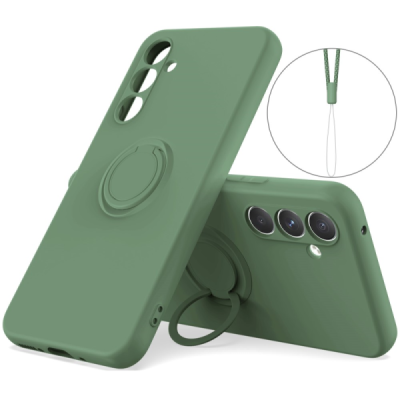 Твердый силиконовый чехол „Ring“ Kickstand (TPU) для Samsung Galaxy A55, зелёный цвета | Vacins.lv