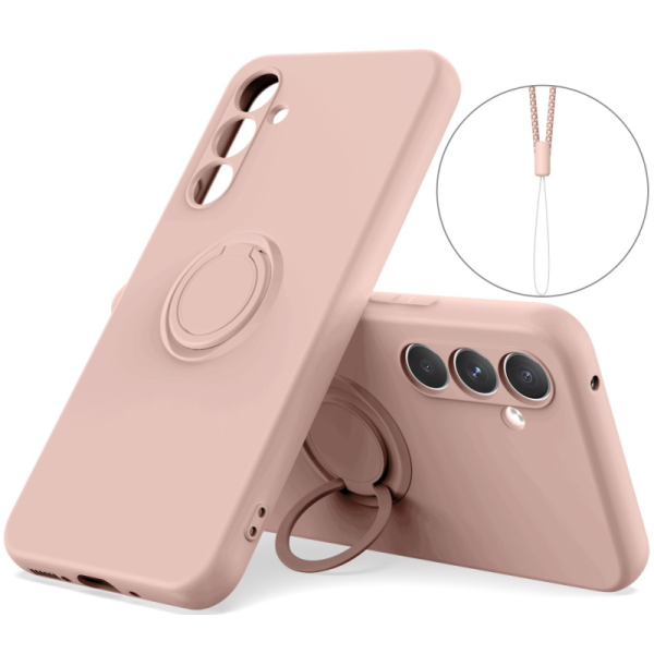 "Dechen" Ring Kickstand твердый силиконовый (TPU) чехол - розовый (Galaxy S24)