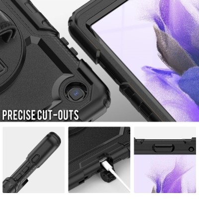 Samsung Galaxy Tab A7 Lite 8.7 pastiprinātas aizsardzības melns (360°) apvalks, vaciņš | Vacins.lv