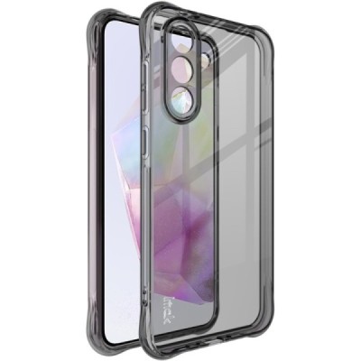 Samsung Galaxy A36 "Imak" pastiprinātas aizsardzības cieta silikona (TPU) airbag pelēks (caurspīdīgs) vāciņš | Vacins.lv