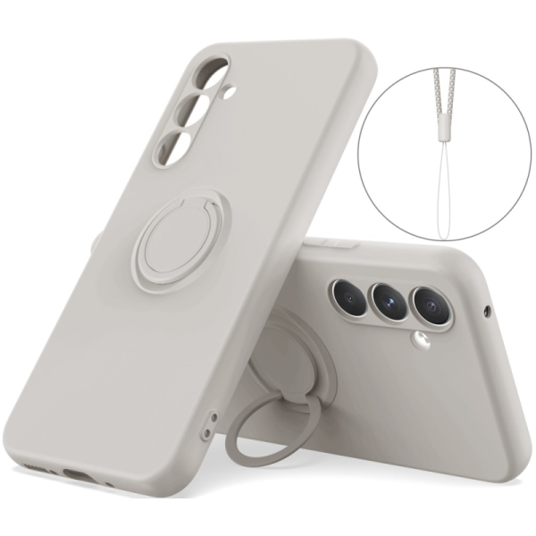 "Dechen" Ring Kickstand твердый силиконовый (TPU) чехол - серый (Galaxy A15)