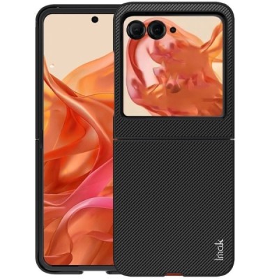 Motorola Razr 50 5G (Razr 2024) "Imak" Carbon Fiber чёрный пластиковый чехол | Vacins.lv