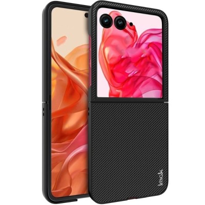Motorola Razr 50 Ultra 5G (Razr+ 2024) "Imak" Carbon Fiber чёрный пластиковый чехол | Vacins.lv