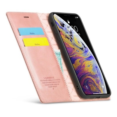 Apple iPhone X (iPhone Xs) LC IMEEKE atvēramais rozs maciņš - maks | Vacins.lv