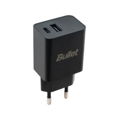 "Bullet" Fast Charging Duo tīkla lādētājs (20W) - melns | Vacins.lv