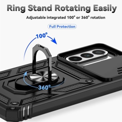 Samsung Galaxy A56 / A36 "Kickstand" pastiprinātas aizsardzības melns apvalks | Vacins.lv