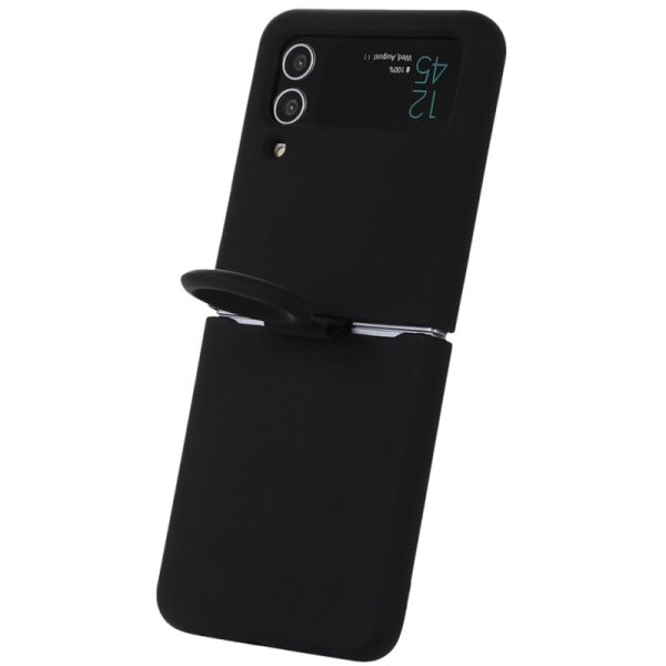 "Dechen" Ring Kickstand cieta silikona (TPU) apvalks - melns (Galaxy Z Flip4)