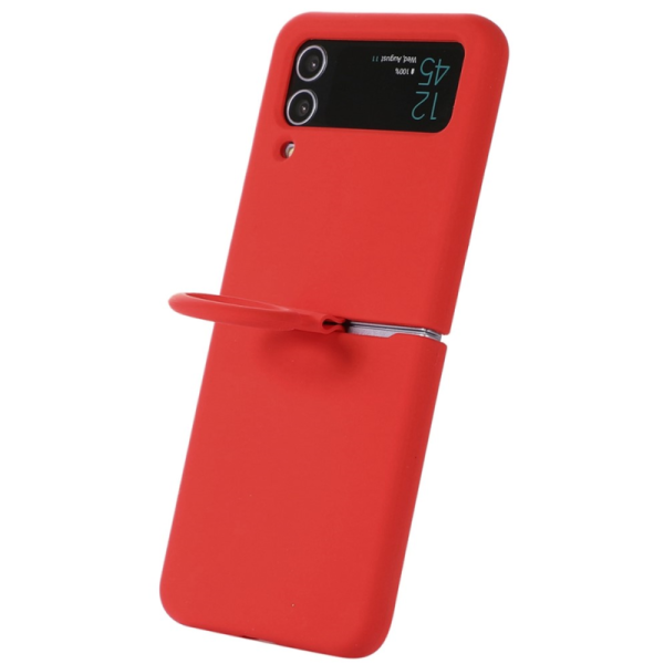 "Dechen" Ring Kickstand cieta silikona (TPU) apvalks - sarkans (Galaxy Z Flip4)