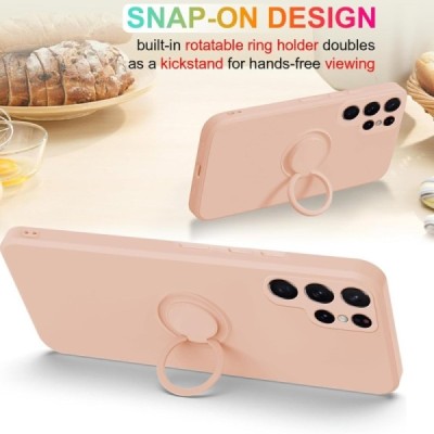 Samsung Galaxy S25 Ultra "Dechen" Ring Kickstand cieta silikona (TPU) apvalks - rozs | Vacins.lv