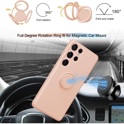 Samsung Galaxy S25 Ultra "Dechen" Ring Kickstand cieta silikona (TPU) apvalks - rozs | Vacins.lv