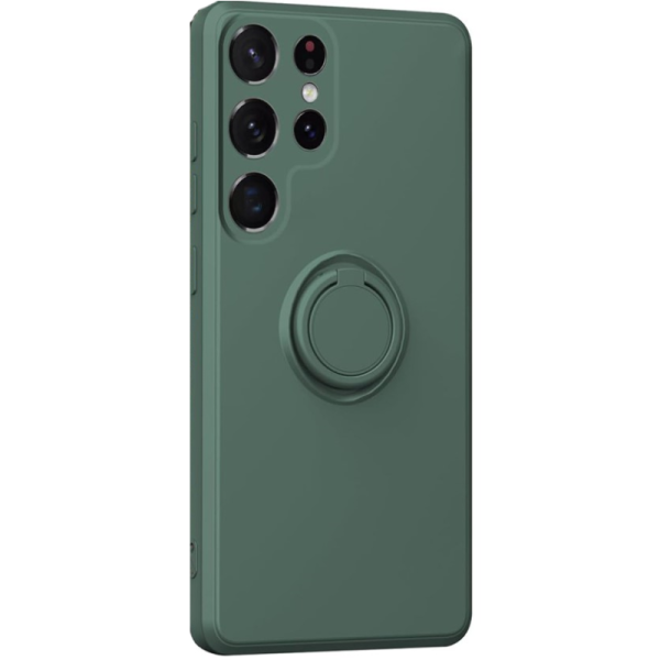 "Dechen" Ring Kickstand твердый силиконовый (TPU) чехол - зелёный (Galaxy S25 Ultra)