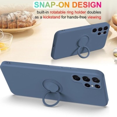 Samsung Galaxy S25 Ultra "Dechen" Ring Kickstand cieta silikona (TPU) apvalks - zils | Vacins.lv