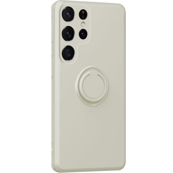"Dechen" Ring Kickstand твердый силиконовый (TPU) чехол - белый (Galaxy S25 Ultra)