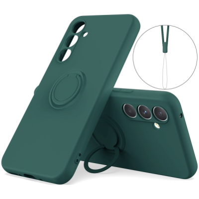 Samsung Galaxy S25 "Dechen" Ring Kickstand cieta silikona (TPU) apvalks - zaļš | Vacins.lv