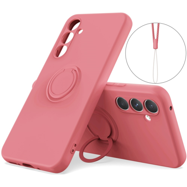 "Dechen" Ring Kickstand твердый силиконовый (TPU) чехол - красный (Galaxy S25+)