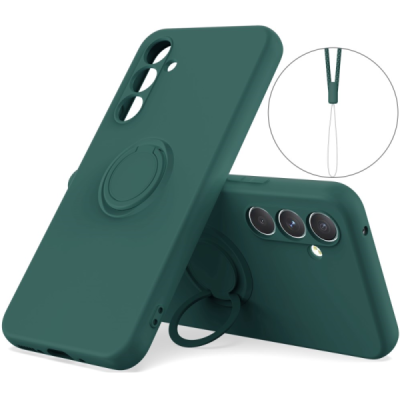 Samsung Galaxy S25+ "Dechen" Ring Kickstand cieta silikona (TPU) apvalks - zaļš | Vacins.lv