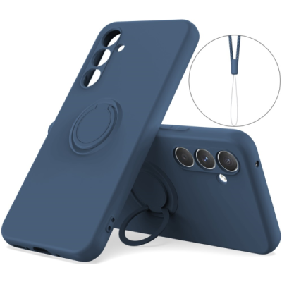 Samsung Galaxy S25+ "Dechen" Ring Kickstand cieta silikona (TPU) apvalks - zils | Vacins.lv