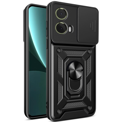 Motorola Moto G85 5G (S50 Neo 5G) "Kickstand" pastiprinātas aizsardzības melns apvalks | Vacins.lv