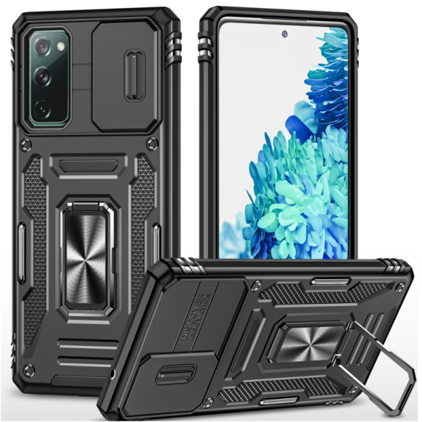 Противоударный чехол „Mozhi“ Kickstand - черный (Galaxy S20 FE)