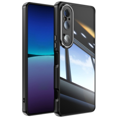 Sony Xperia 1 VI "Mofan" caurspīdīgs cieta silikona (TPU) apvalks - melns | vacins.lv