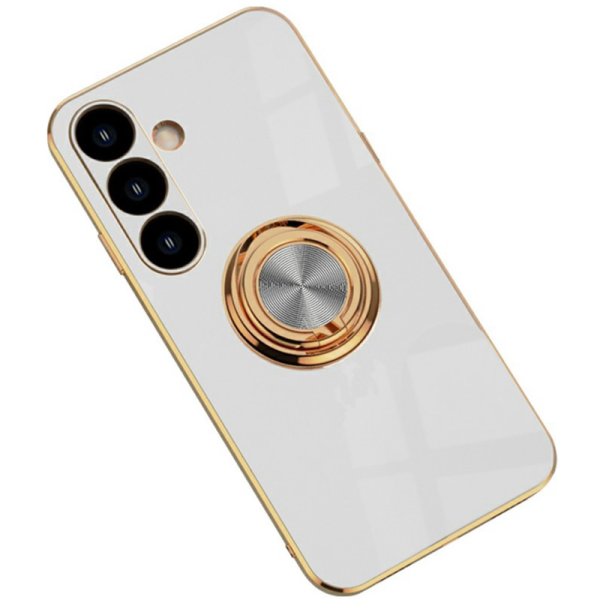 „Fashion“ Kickstand cieta silikona (TPU) apvalks - balts (Galaxy S24)