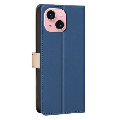 Apple iPhone 15 "Binfen Color" BF синий кожаный чехол-книжка | Vacins.lv