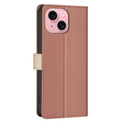 Apple iPhone 15 "Binfen Color" BF коричневый кожаный чехол-книжка | Vacins.lv