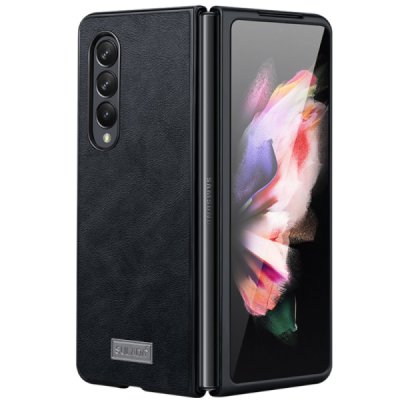 „Sulada“ Leather Kickstand Samsung Galaxy Fold3 черный кожаный чехол | Priedai.lt
