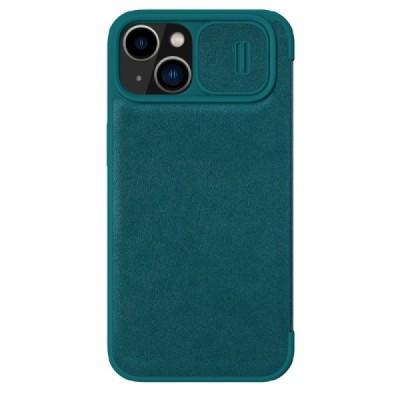 Apple iPhone 14 роскошный серии Nillkin Qin Pro кожаный чехол-книжка - зелёный| Vacins.lv