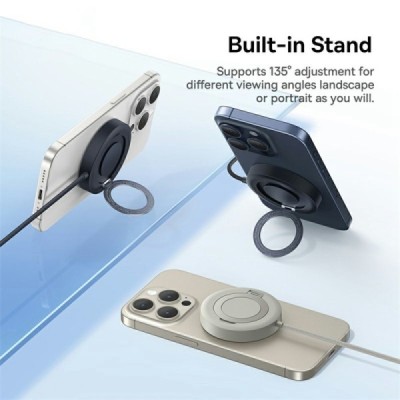 "Baseus" Simple Mini4 Magnetic Charging Stand Qi2 беспроводное компактное зарядное устройство чёрного цвета (15W) | Vacins.lv