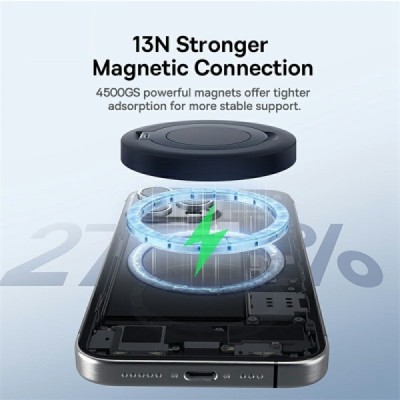 "Baseus" Simple Mini4 Magnetic Charging Stand Qi2 беспроводное компактное зарядное устройство чёрного цвета (15W) | Vacins.lv