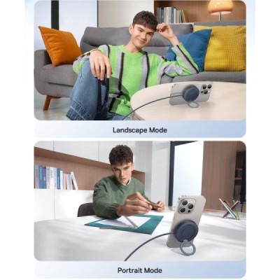 "Baseus" Simple Mini4 Magnetic Charging Stand Qi2 беспроводное компактное зарядное устройство чёрного цвета (15W) | Vacins.lv