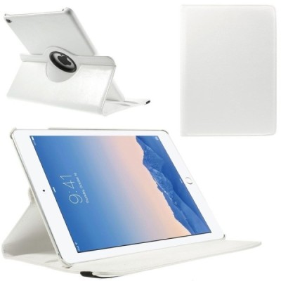 Apple iPad Air 2 solīds atvēramais balts ādas futrālis (360°) - statīvs / Vacins.lv