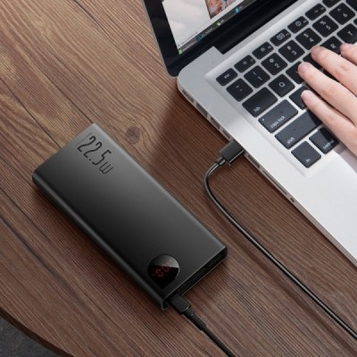 „Baseus“ Adaman Metal Fast Charge внешний аккумулятор - черный (20000 maH, 22,5 W) | Vacins.lv