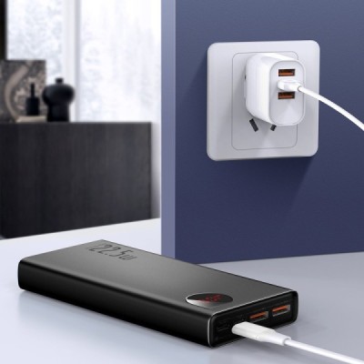 „Baseus“ Adaman Metal Fast Charge внешний аккумулятор - черный (20000 maH, 22,5 W) | Vacins.lv