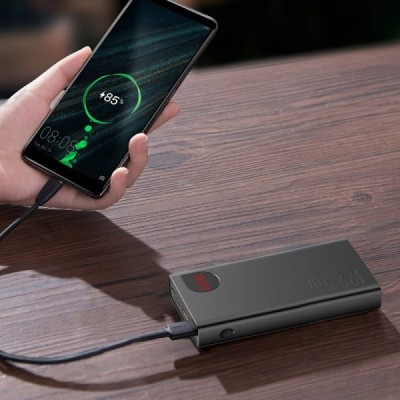 „Baseus“ Adaman Metal Fast Charge внешний аккумулятор - черный (20000 maH, 22,5 W) | Vacins.lv