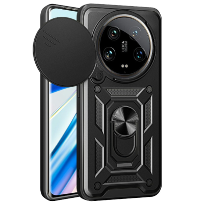 Xiaomi 14 Ultra "Kickstand" pastiprinātas aizsardzības melns apvalks | Vacins.lv