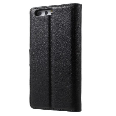 Huawei P10 Binfen Litchi открываемый черный кожаный чехол - книжка | Vacins.lv