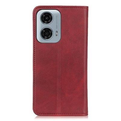 Motorola Moto E14 4G / G04 4G / G04s 4G / G24 4G "Split" красный кожаный чехол-книжка | Vacins.lv