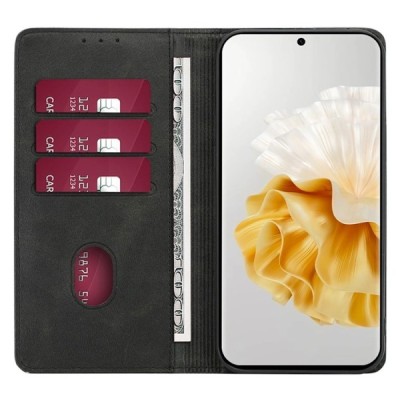 Huawei Honor Magic6 Pro "Kasi" чёрный кожаный чехол-книжка | Vacins.lv